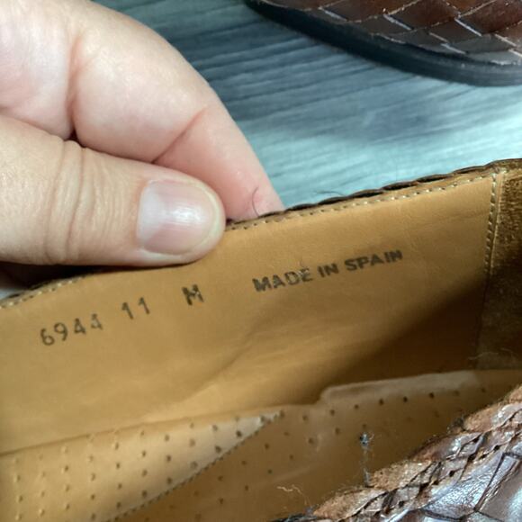 Pelle Line Tassled Woven Loafer Size 11M Leather Slip On Dress Shoe Brown Spain main image 9